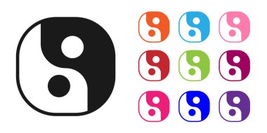 Siyah Yin Yang beyaz arka planda izole edilmiş uyum ve denge simgesi sembolü. Simgeleri renklendirin. Vektör.