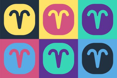 Pop Art Koç burç simgesi renk arkaplanında izole edilmiş. Astrolojik yıldız falı koleksiyonu. Vektör.