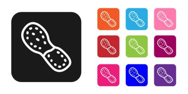 Beyaz arkaplanda siyah insan ayak izleri ikonu var. Ayakkabı tabanı. Simgeleri renklendirin. Vektör.