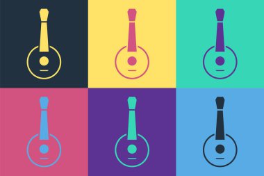 Pop Art Banjo simgesi renk arkaplanında izole edildi. Müzik aleti. Vektör.