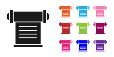 Siyah KHK, kağıt, parşömen, parşömen simgesi beyaz arkaplanda izole edilmiş. Simgeleri renklendirin. Vektör.