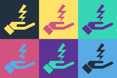 Pop sanat simgesi Zeus renk arkaplanında izole edildi. Yunan tanrısı. Şimşek Tanrısı. Vektör.