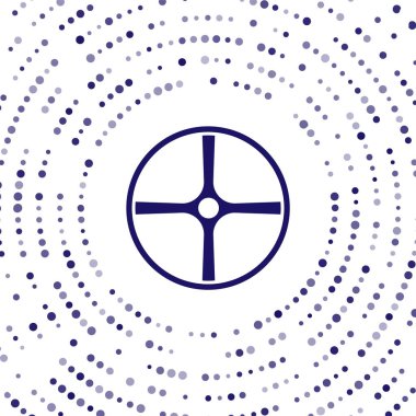 Beyaz arka planda mavi bisiklet tekerleği simgesi izole edildi. Bisiklet yarışı. Olağanüstü bir spor. Spor malzemeleri. Soyut çember rastgele noktalar. Vektör.