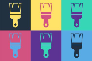 Pop sanat fırçası ikonu renk arkaplanında izole edilmiş. Vektör.