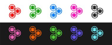 Siyah beyaz arka planda 8 numaralı ikonu olan bilardo bilardo topu. Vektör.