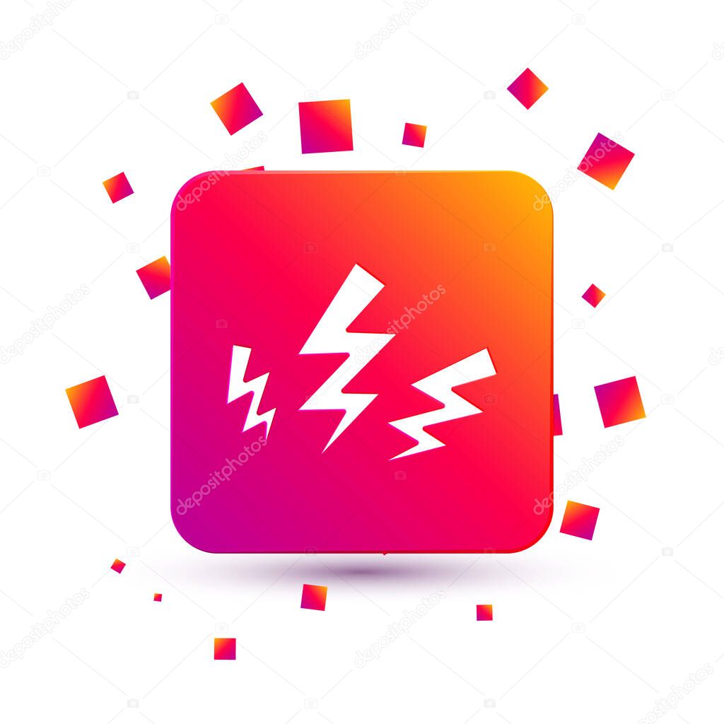 White Zeus icon isolated on white background. Greek god. God of Lightning. Square color button. Vector.