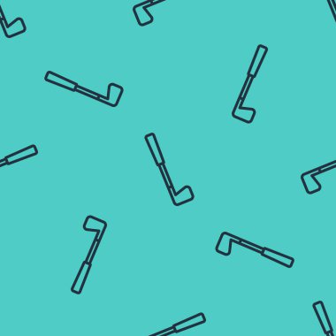 Siyah çizgi golf kulübü ikonu yeşil arka planda pürüzsüz desen izole etti. Vektör.