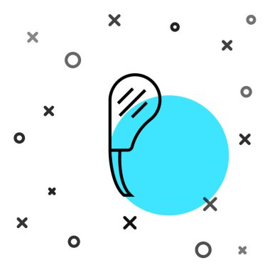 Beyaz arka planda siyah çizgili biftek ikonu. Biftek baltası. Bir parça et. Rastgele dinamik şekiller. Vektör.