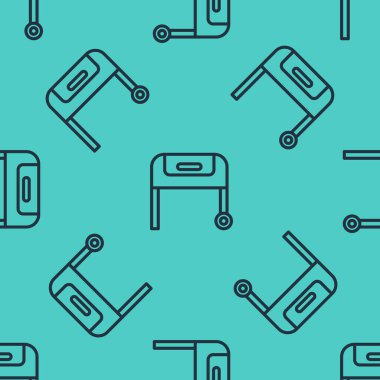 Siyah çizgi barbekü ikonu yeşil arka planda izole edilmiş pürüzsüz desen. Barbekü ızgara partisi. Vektör.