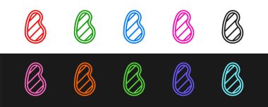 Biftek ikonu siyah beyaz arka planda izole edildi. Vektör.