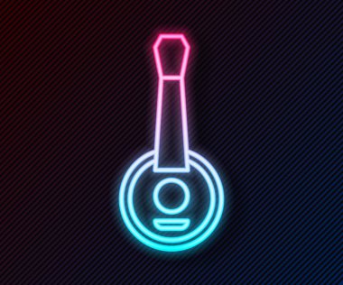 Parlayan neon hattı Banjo simgesi siyah arkaplanda izole edildi. Müzik aleti. Vektör.