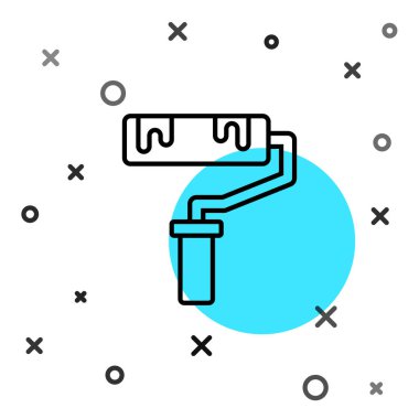 Beyaz arkaplanda siyah çizgi boyalı fırça ikonu izole edildi. Rastgele dinamik şekiller. Vektör.