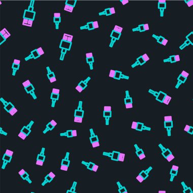 Hat USB kablo simgesi siyah arkaplanda izole edilmiş. PC ve mobil cihazlar için bağlantı ve soketler. Vektör İllüstrasyonu.