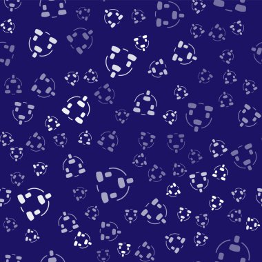 Beyaz Proje ekip taban simgesi mavi arka planda kusursuz desen izole etti. İş analizi ve planlama, danışmanlık, takım çalışması, proje yönetimi. Vektör.