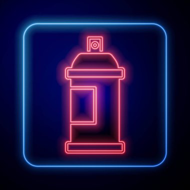 Siyah arkaplanda parlayan neon boya spreyi ikonu izole edildi. Vektör.