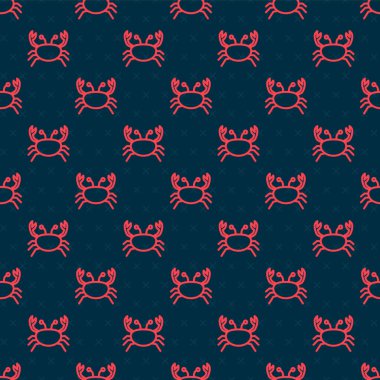 Kırmızı çizgi Yengeç simgesi siyah arkaplanda izole edilmiş. Vektör.