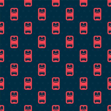 İnternetten sipariş edilen kırmızı hat ve fast food dağıtım ikonu siyah arka planda izole edilmiş. Burger tabelası. Vektör.