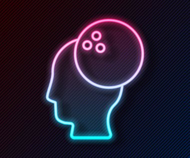 Parlayan neon hattı bowling topu simgesi siyah arkaplanda izole edildi. Spor malzemeleri. Vektör.