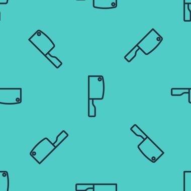 Siyah çizgi Et Helikopteri simgesi yeşil zeminde izole edilmiş pürüzsüz desen. Et için mutfak bıçağı. Kasap bıçağı. Vektör.