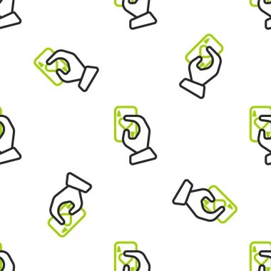 Çizgi El, iskambil kâğıdı simgesini beyaz arka planda izole edilmiş, pürüzsüz desen. Kumarhane oyun tasarımı. Vektör İllüstrasyonu.