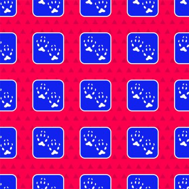 Mavi Tilki patisi ayak izi ikonu kırmızı arkaplanda izole edilmiş kusursuz desen. Vektör.