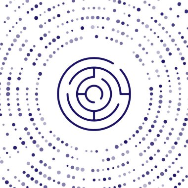 Mavi Minotaur labirenti ya da labirent simgesi beyaz arka planda izole edilmiş. Antik Yunan mitolojisi. Soyut çember rastgele noktalar. Vektör.