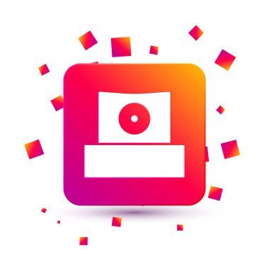 Beyaz sprey, beyaz arkaplanda izole edilmiş başlık simgesini temizleyebilir. Kare renk düğmesi. Vektör.