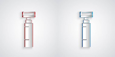 Kağıt kesiği İşaretleyici simgesi gri arkaplanda izole edildi. Kağıt sanatı tarzı. Vektör.