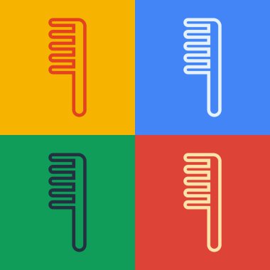 Pop sanat çizgisi saç fırçası ikonu renk arkaplanında izole edilmiş. Taraklı saç işareti. Berber sembolü. Vektör İllüstrasyonu.