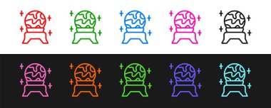 Sihirli top simgesi siyah ve beyaz arkaplanda izole edildi. Falcı mı? Kristal küre. Vektör.