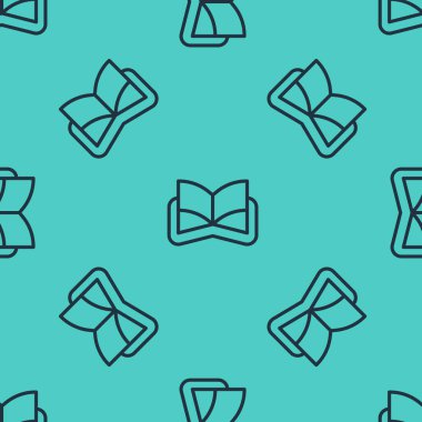 Siyah çizgi üzerinde simya tarifleri, mistik büyüler ve büyü simgeleri olan Eskiler 'in sihirli kitabı yeşil arka planda izole edilmiş kusursuz desen. Vektör.