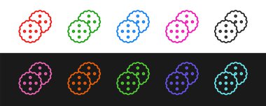 Çizgi çerez ya da bisküvi, siyah beyaz arka planda izole edilmiş çikolata ikonu. Vektör.