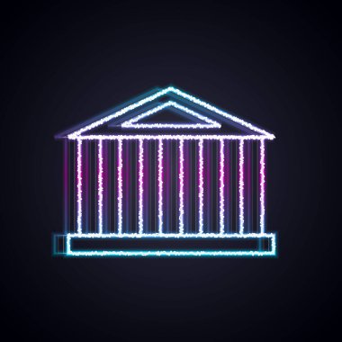 Atina, Akropolis 'ten parlayan neon hattı Parthenon, Yunanistan' ın simgesi siyah arka planda izole edildi. Antik Yunan ulusal simgesi. Vektör.