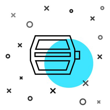 Siyah çizgi bisiklet pedalı simgesi beyaz arkaplanda izole edildi. Rastgele dinamik şekiller. Vektör.
