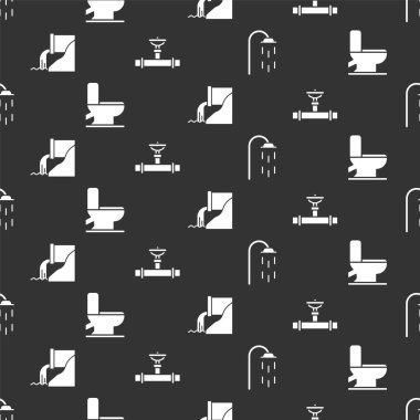 Duş, klozet, atık su ve sanayi borularını ayarlayın. Vektör.