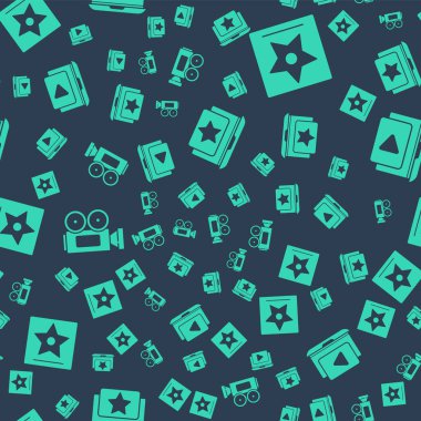 Dizüstü bilgisayarı yıldız, Hollywood yıldız yürüyüşü, sinema kamerası ve çevrimiçi kusursuz şablon üzerine video oynatma ile ayarlayın. Vektör.