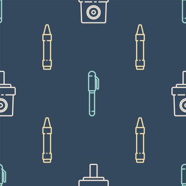 Hat spreyi kapağı kapatabilir, boya kalemleri çizim için kullanılabilir ve kalem pürüzsüz desen için kullanılabilir. Vektör.