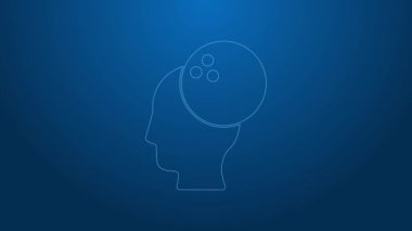 Beyaz çizgi bowling topu ikonu mavi arkaplanda izole edildi. Spor malzemeleri. 4K Video hareketli grafik canlandırması