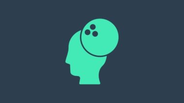 Turkuaz bowling topu ikonu mavi arkaplanda izole edildi. Spor malzemeleri. 4K Video hareketli grafik canlandırması