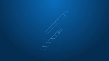 Beyaz çizgi bilardo ikonu mavi arkaplanda izole edildi. 4K Video hareketli grafik canlandırması