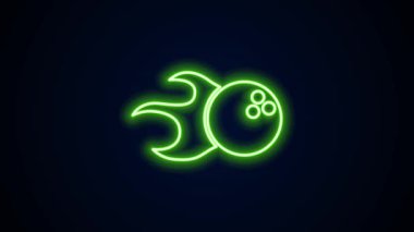 Parlayan neon hattı bowling topu simgesi siyah arkaplanda izole edildi. Spor malzemeleri. 4K Video hareketli grafik canlandırması