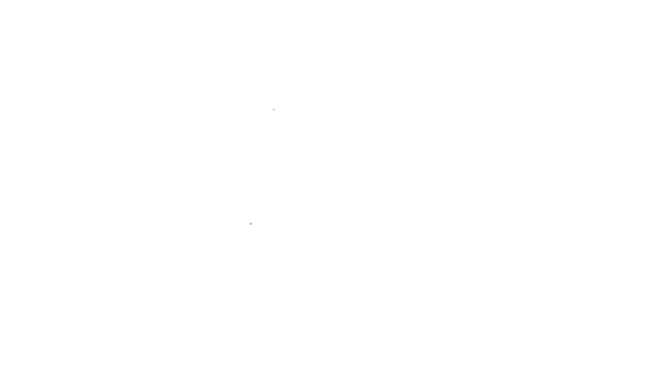Ícone de bola de boliche de linha preta isolado no fundo branco. Equipamento desportivo. Animação gráfica em movimento de vídeo 4K — Vídeo de Stock