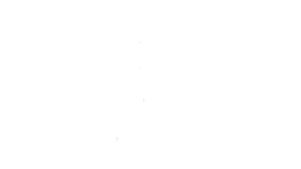 Zwarte lijn Bowling pin en bal pictogram geïsoleerd op witte achtergrond. Sportuitrusting. 4K Video motion grafische animatie — Stockvideo