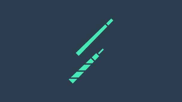 Tyrkysová ikona kulečníku izolovaná na modrém pozadí. Grafická animace pohybu videa 4K — Stock video