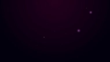 Parlayan neon hattı, siyah arka planda izole edilmiş bovling lobutları ve top ikonu. Spor malzemeleri. 4K Video hareketli grafik canlandırması
