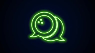 Parlayan neon hattı bowling topu simgesi siyah arkaplanda izole edildi. Spor malzemeleri. 4K Video hareketli grafik canlandırması
