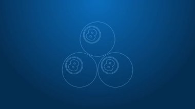 Beyaz çizgi bilardo bilardo topu. Mavi arka planda 8 numaralı ikon izole edilmiş. 4K Video hareketli grafik canlandırması