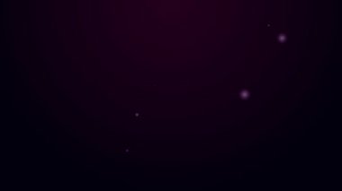 Siyah arkaplanda izole edilmiş bir raf üçgeni ikonunda parlayan neon çizgisi bilardo topları. 4K Video hareketli grafik canlandırması