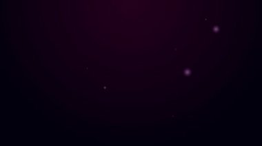 Parlayan neon hattı bilardo üçgeni simgesi siyah arkaplanda izole edildi. 4K Video hareketli grafik canlandırması