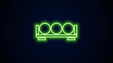 Siyah arkaplanda izole edilmiş bir simgede parlayan neon çizgisi bilardo topları. Rafta bilardo topları var. 4K Video hareketli grafik canlandırması